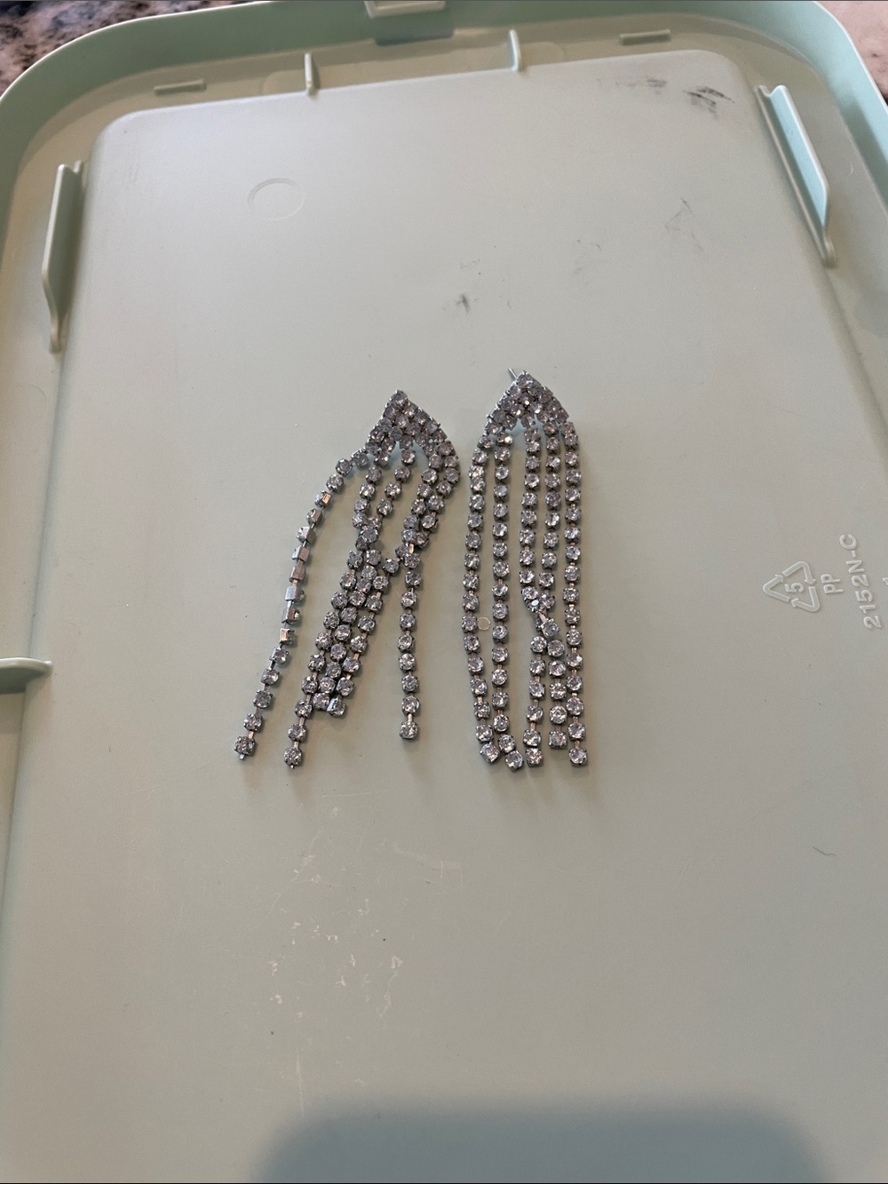 Rhinestone Silver Cascade Drop Earrings - Elegant Sparkle